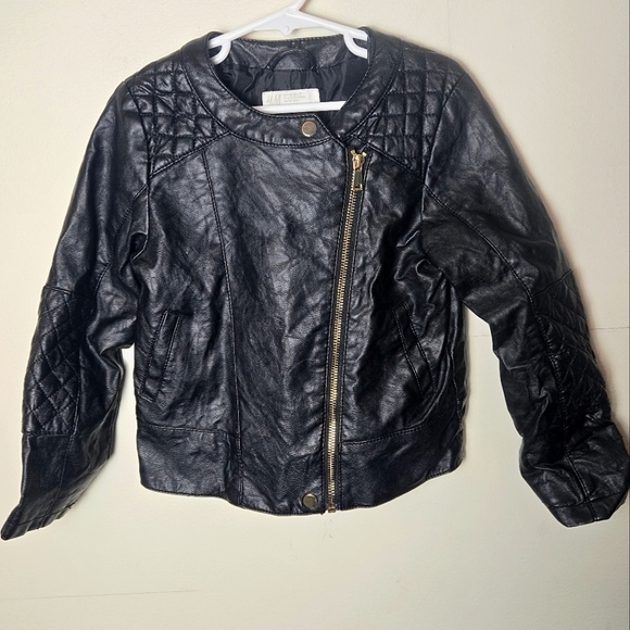 H&M Jackets & Blazers - Girl's H&M Faux Leather Moto Jacket, Size 6/7